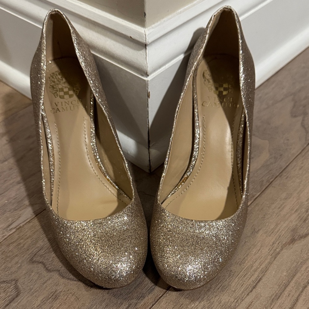 Vince Camuto Sparkling Gold Heels
